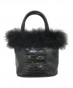the virginsヴァージンズ）の古着「ファー型押しハンドバッグ」｜ブラック