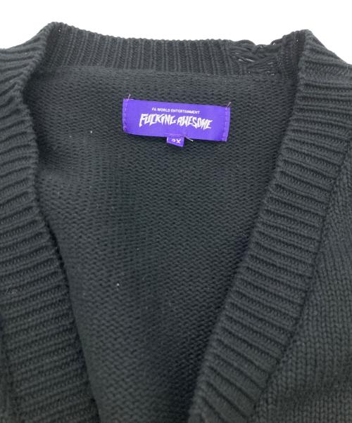 FUCKING AWESOME（ファッキンオーサム）Fucking Awesome (ファッキンオーサム) ダメージニットカーディガン ブラック サイズ:2Xの古着・服飾アイテム