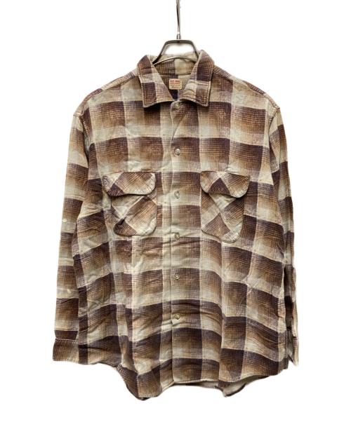 big mac（ビッグマック）BIG MAC (ビッグマック) 60s オンブレチェックプリントライトネルシャツ ブラウン サイズ:Lの古着・服飾アイテム