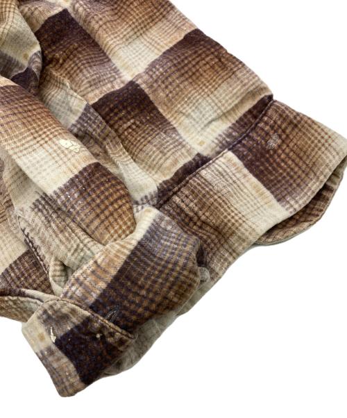 big mac（ビッグマック）BIG MAC (ビッグマック) 60s オンブレチェックプリントライトネルシャツ ブラウン サイズ:Lの古着・服飾アイテム