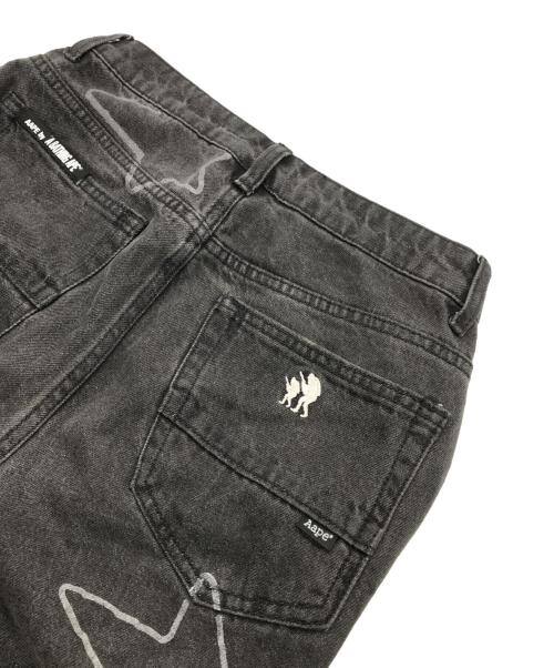 Aape BY A BATHING APE（エーエイプ バイ アベイシングエイプ）AAPE BY A BATHING APE (エーエイプ バイ アベイシングエイプ) AAPE DENIM PANTS ブラック サイズ:XXSの古着・服飾アイテム
