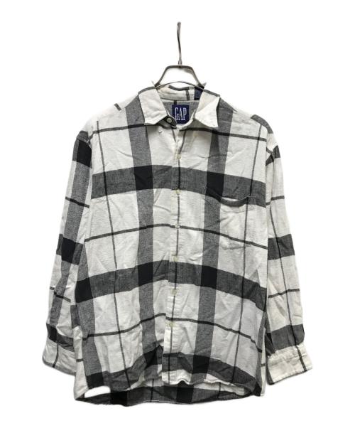 GAP（ギャップ）GAP (ギャップ) 90s ヘビーネルシャツ ホワイト×ブラック サイズ:Mの古着・服飾アイテム