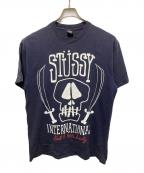 stussyステューシー）の古着「スカルプリントTシャツ」｜ネイビー