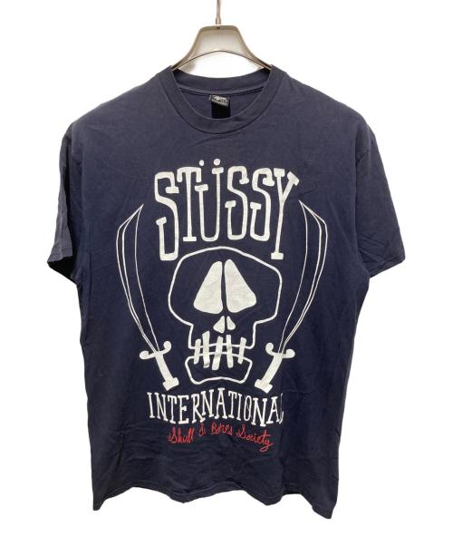 stussy（ステューシー）stussy (ステューシー) スカルプリントTシャツ ネイビー サイズ:Lの古着・服飾アイテム