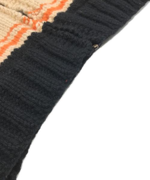 USED（）USED (ユーズド) アメフトカウチンニットカーディガン ベージュ×ブラック サイズ:-の古着・服飾アイテム