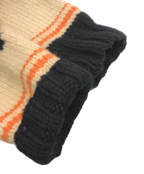 USED（）USED (ユーズド) アメフトカウチンニットカーディガン ベージュ×ブラック サイズ:-の古着・服飾アイテム