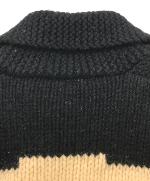 USED（）USED (ユーズド) アメフトカウチンニットカーディガン ベージュ×ブラック サイズ:-の古着・服飾アイテム