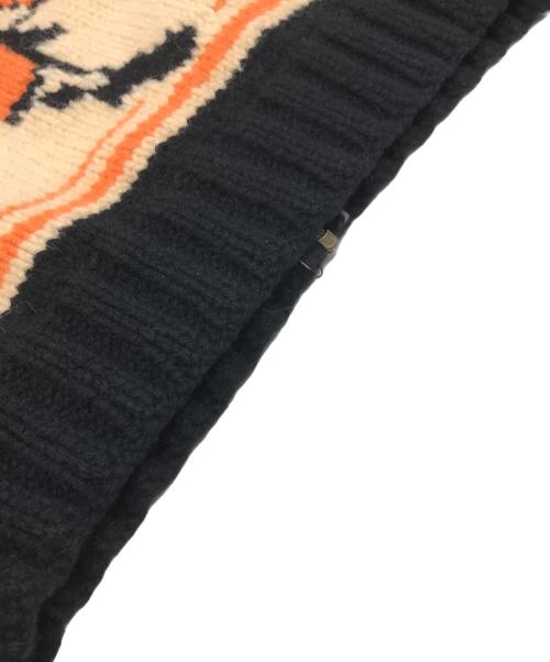 USED（）USED (ユーズド) アメフトカウチンニットカーディガン ベージュ×ブラック サイズ:-の古着・服飾アイテム