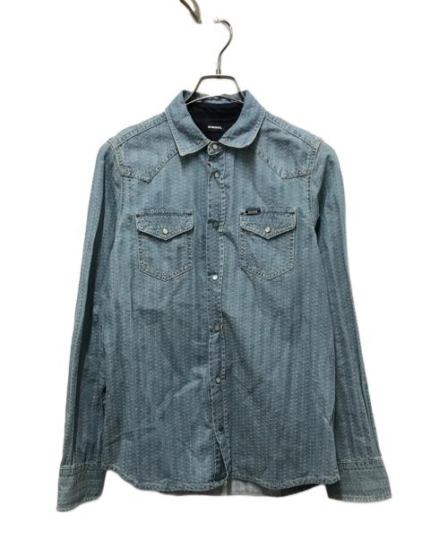 DIESEL（ディーゼル）DIESEL (ディーゼル) ジャガードデニムシャツ インディゴ サイズ:Sの古着・服飾アイテム
