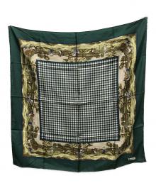 Aquascutum（アクアスキュータム）の古着「ゴルフ柄ヴィンテージシルクスカーフ」｜グリーン