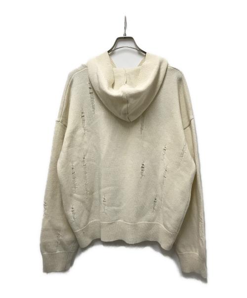 ULKIN（-）ULKIN (-) ダメージフードニットカーディガン ホワイト サイズ:Freeの古着・服飾アイテム