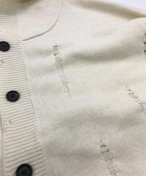 ULKIN（-）ULKIN (-) ダメージフードニットカーディガン ホワイト サイズ:Freeの古着・服飾アイテム
