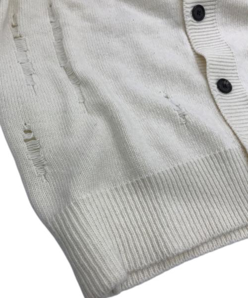 ULKIN（-）ULKIN (-) ダメージフードニットカーディガン ホワイト サイズ:Freeの古着・服飾アイテム
