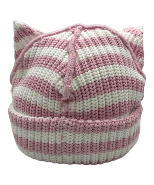 CHARLES JEFFREY LOVERBOY（チャールズ ジェフリー ラバーボーイ）CHARLES JEFFREY LOVERBOY (チャールズ ジェフリー ラバーボーイ) Chunky Ears Beanie ピンク×ホワイトの古着・服飾アイテム