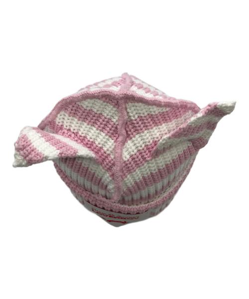 CHARLES JEFFREY LOVERBOY（チャールズ ジェフリー ラバーボーイ）CHARLES JEFFREY LOVERBOY (チャールズ ジェフリー ラバーボーイ) Chunky Ears Beanie ピンク×ホワイトの古着・服飾アイテム