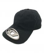 DIESELディーゼル）の古着「C-BEAST-A1 メタルオーバルD ダメージ キャップ」｜ブラック