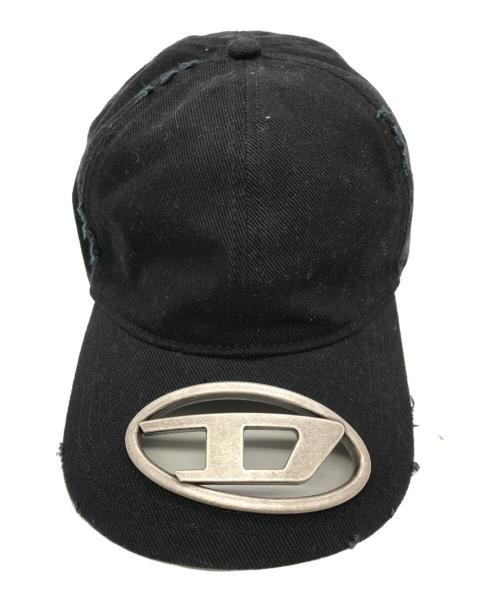 DIESEL（ディーゼル）DIESEL (ディーゼル) C-BEAST-A1 メタルオーバルD ダメージ キャップ ブラックの古着・服飾アイテム
