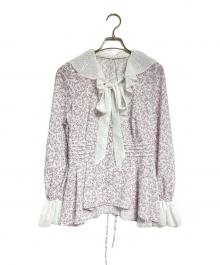 Lily Brown（リリーブラウン）の古着「バイカラーフラワープリントボウタイブラウス/wo-tone Floral Print Bow Tie Blouse」｜ピンク