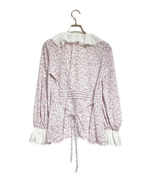 Lily Brown（リリーブラウン）Lily Brown (リリーブラウン) バイカラーフラワープリントボウタイブラウス/wo-tone Floral Print Bow Tie Blouse ピンク サイズ:Fの古着・服飾アイテム