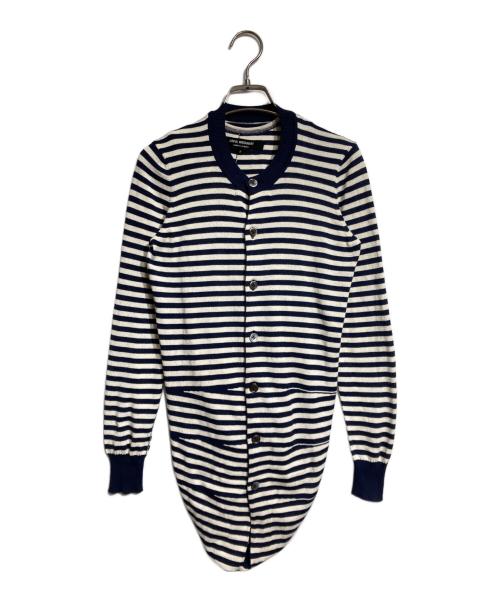 JUNYA WATANABE COMME des GARCONS（(ジュンヤワタナベ コムデギャルソン）JUNYA WATANABE COMME des GARCONS ((ジュンヤワタナベ コムデギャルソン) 折り返しレイヤードカーディガン/Fold-over Layered Cardigan ベージュ×ネイビー サイズ:Sの古着・服飾アイテム