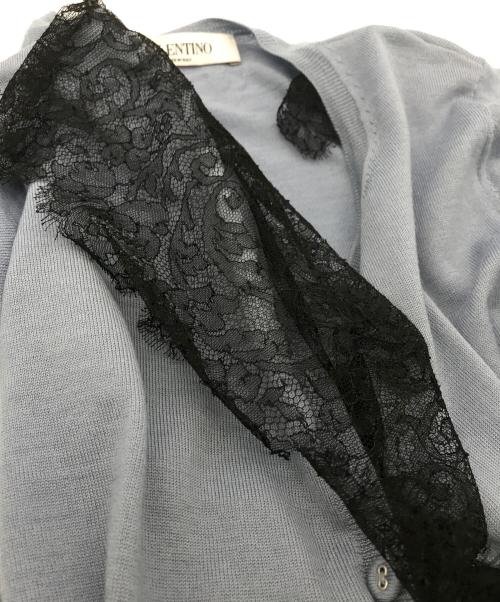 VALENTINO（ヴァレンティノ）VALENTINO (ヴァレンティノ) レースレイヤードカーディガン ブルー サイズ:Mの古着・服飾アイテム