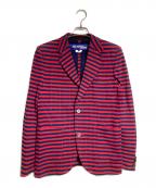COMME des GARCONS JUNYA WATANABE MANコム デ ギャルソン ジュンヤ ワタナベ マン）の古着「エルボーパッチボーダージャケット/Striped jacket with elbow patches」｜レッド