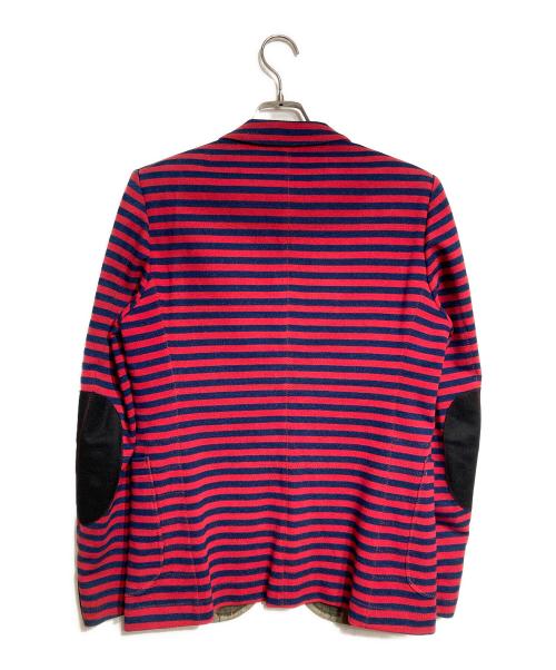 COMME des GARCONS JUNYA WATANABE MAN（コム デ ギャルソン ジュンヤ ワタナベ マン）COMME des GARCONS JUNYA WATANABE MAN エルボーパッチボーダージャケット/Striped jacket with elbow patches レッド サイズ:Mの古着・服飾アイテム
