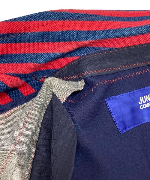 COMME des GARCONS JUNYA WATANABE MAN（コム デ ギャルソン ジュンヤ ワタナベ マン）COMME des GARCONS JUNYA WATANABE MAN エルボーパッチボーダージャケット/Striped jacket with elbow patches レッド サイズ:Mの古着・服飾アイテム