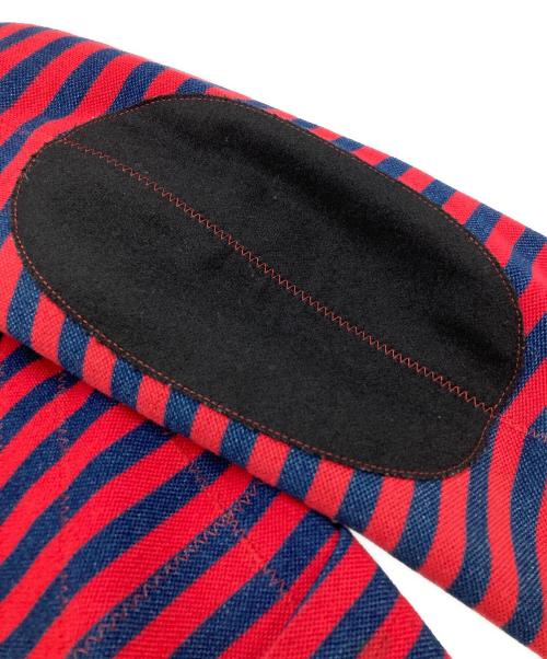 COMME des GARCONS JUNYA WATANABE MAN（コム デ ギャルソン ジュンヤ ワタナベ マン）COMME des GARCONS JUNYA WATANABE MAN エルボーパッチボーダージャケット/Striped jacket with elbow patches レッド サイズ:Mの古着・服飾アイテム