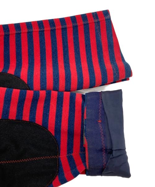 COMME des GARCONS JUNYA WATANABE MAN（コム デ ギャルソン ジュンヤ ワタナベ マン）COMME des GARCONS JUNYA WATANABE MAN エルボーパッチボーダージャケット/Striped jacket with elbow patches レッド サイズ:Mの古着・服飾アイテム