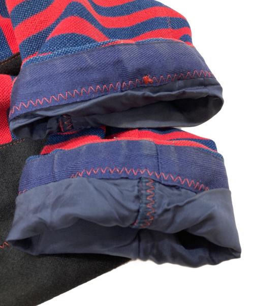 COMME des GARCONS JUNYA WATANABE MAN（コム デ ギャルソン ジュンヤ ワタナベ マン）COMME des GARCONS JUNYA WATANABE MAN エルボーパッチボーダージャケット/Striped jacket with elbow patches レッド サイズ:Mの古着・服飾アイテム