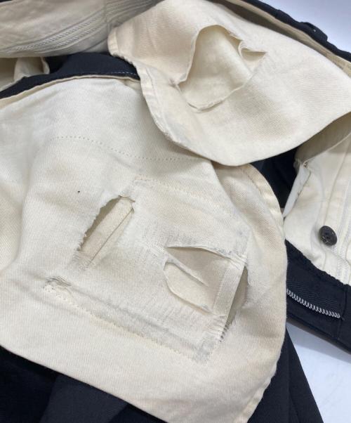 COMME des GARCONS HOMME PLUS（コムデギャルソンオムプリュス）COMME des GARCONS HOMME PLUS (コムデギャルソンオムプリュス) ウールギャバワイドテーパードパンツ/Wool Gabardine Wide Tapered Pants ブラック サイズ:XSの古着・服飾アイテム