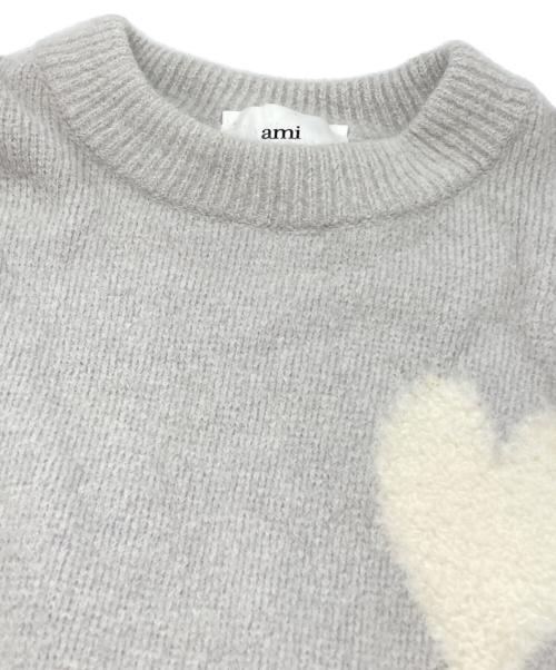 AMI Alexandre Mattiussi（アミアレクサンドルマテュッシ）AMI Alexandre Mattiussi (アミアレクサンドルマテュッシ) ハートロゴニットHeart logo sweater / jumper グレー サイズ:Ｍの古着・服飾アイテム