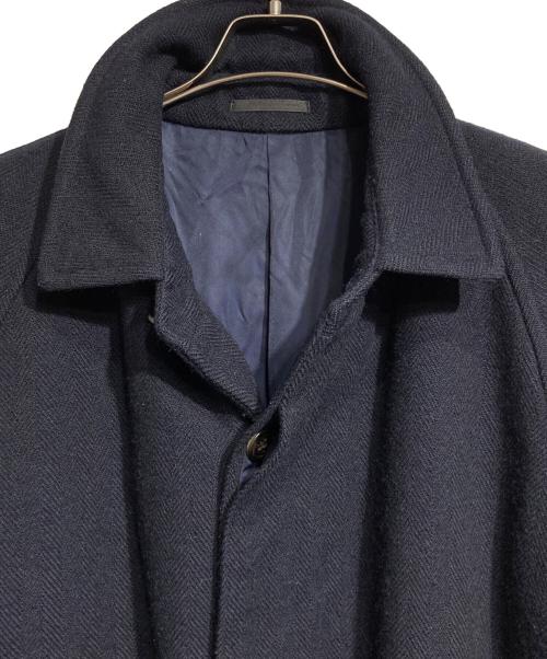 COMME des GARCONS HOMME（コムデギャルソン オム）COMME des GARCONS HOMME (コムデギャルソン オム) ヘリンボーンステンカラーコート/Herringbone Balmacaan Coat ネイビー サイズ:Mの古着・服飾アイテム