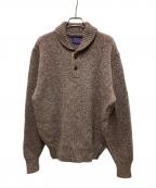 PENDLETONペンドルトン）の古着「70-80s エルボーパッチヘンリーネックニット」｜ブラウン