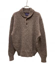 PENDLETON（ペンドルトン）の古着「70-80s エルボーパッチヘンリーネックニット」｜ブラウン