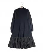 ANAYIアナイ）の古着「ニットタフタティアードワンピース/Knit and Taffeta Tiered Dress」｜ブラック