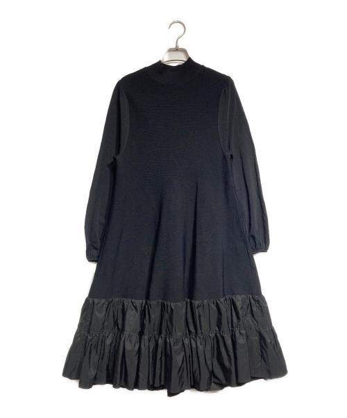 ANAYI（アナイ）ANAYI (アナイ) ニットタフタティアードワンピース/Knit and Taffeta Tiered Dress ブラック サイズ:36の古着・服飾アイテム
