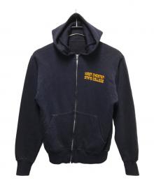 ArteX（アルテックス）の古着「フロッキープリントジップパーカー」｜ネイビー