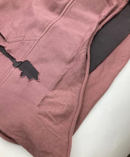 DIESEL（ディーゼル）DIESEL (ディーゼル) S-MACS-HOODOFF クラッシュ加工フーディー ピンク サイズ:Lの古着・服飾アイテム