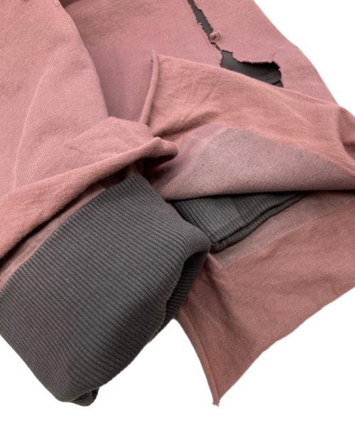 DIESEL（ディーゼル）DIESEL (ディーゼル) S-MACS-HOODOFF クラッシュ加工フーディー ピンク サイズ:Lの古着・服飾アイテム