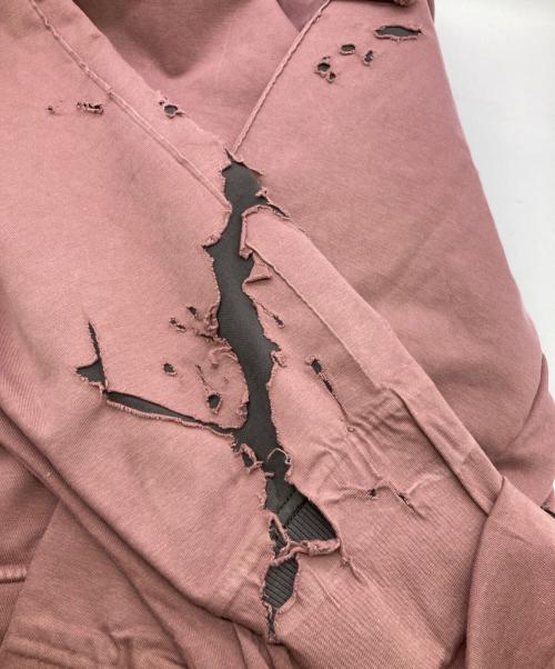 DIESEL（ディーゼル）DIESEL (ディーゼル) S-MACS-HOODOFF クラッシュ加工フーディー ピンク サイズ:Lの古着・服飾アイテム