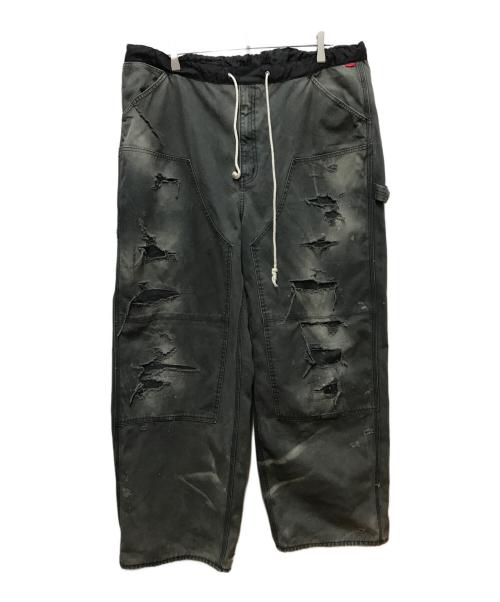anachronorm（アナクロノーム）anachronorm (アナクロノーム) REMAKED DOUBLE KNEE DUCK PAINTER PANTS ブラック サイズ:36の古着・服飾アイテム