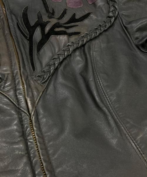 DALLAS LEATHER（ダラスレザー）DALLAS LEATHER (ダラスレザー) カットワークライダースジャケット ブラック サイズ:12の古着・服飾アイテム