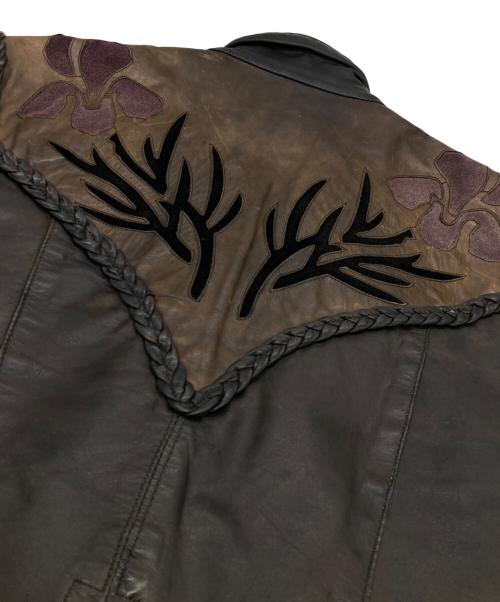 DALLAS LEATHER（ダラスレザー）DALLAS LEATHER (ダラスレザー) カットワークライダースジャケット ブラック サイズ:12の古着・服飾アイテム