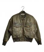 Acne studiosアクネ ストゥディオス）の古着「Dyed Denim Bomber Jacket/デニムボンバージャケット」｜インディゴ×ブラウン