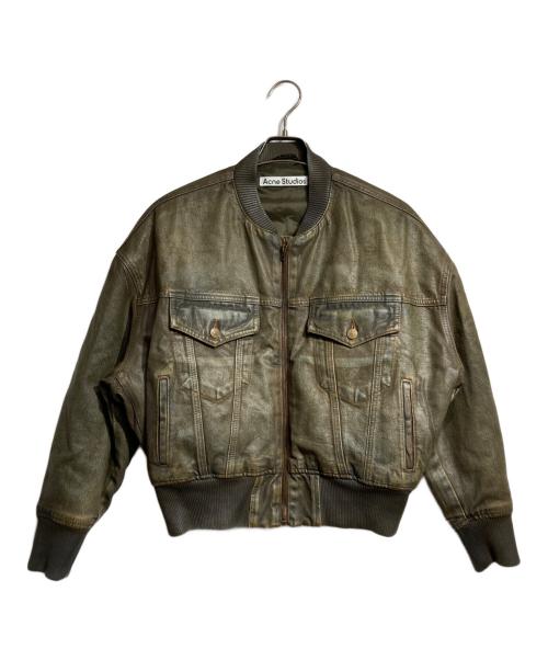 Acne studios（アクネ ストゥディオス）Acne studios (アクネ ストゥディオス) Dyed Denim Bomber Jacket/デニムボンバージャケット インディゴ×ブラウン サイズ:32の古着・服飾アイテム