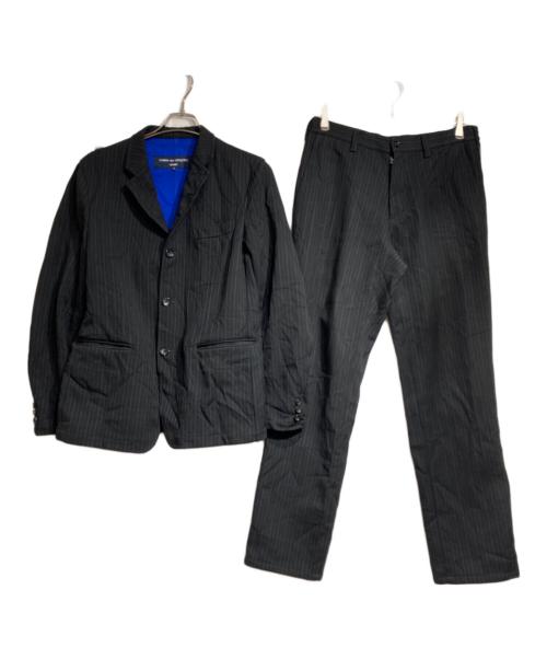COMME des GARCONS HOMME（コムデギャルソン オム）COMME des GARCONS HOMME (コムデギャルソン オム) ウールストライプ3Bセットアップスーツ/Wool Striped 3-Button Suit  ブラック サイズ:Ｓの古着・服飾アイテム