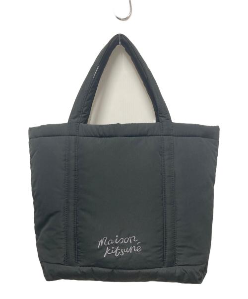 maison kitsune（メゾンキツネ）MAISON KITSUNE (メゾンキツネ) フォックスパファートートバッグ ブラックの古着・服飾アイテム