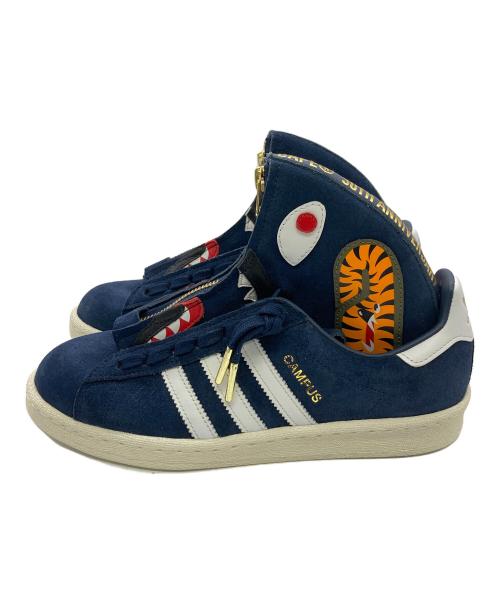adidas（アディダス）adidas (アディダス) A BATHING APE (ア ベイシング エイプ) Campus 80s ネイビー サイズ:24cmの古着・服飾アイテム
